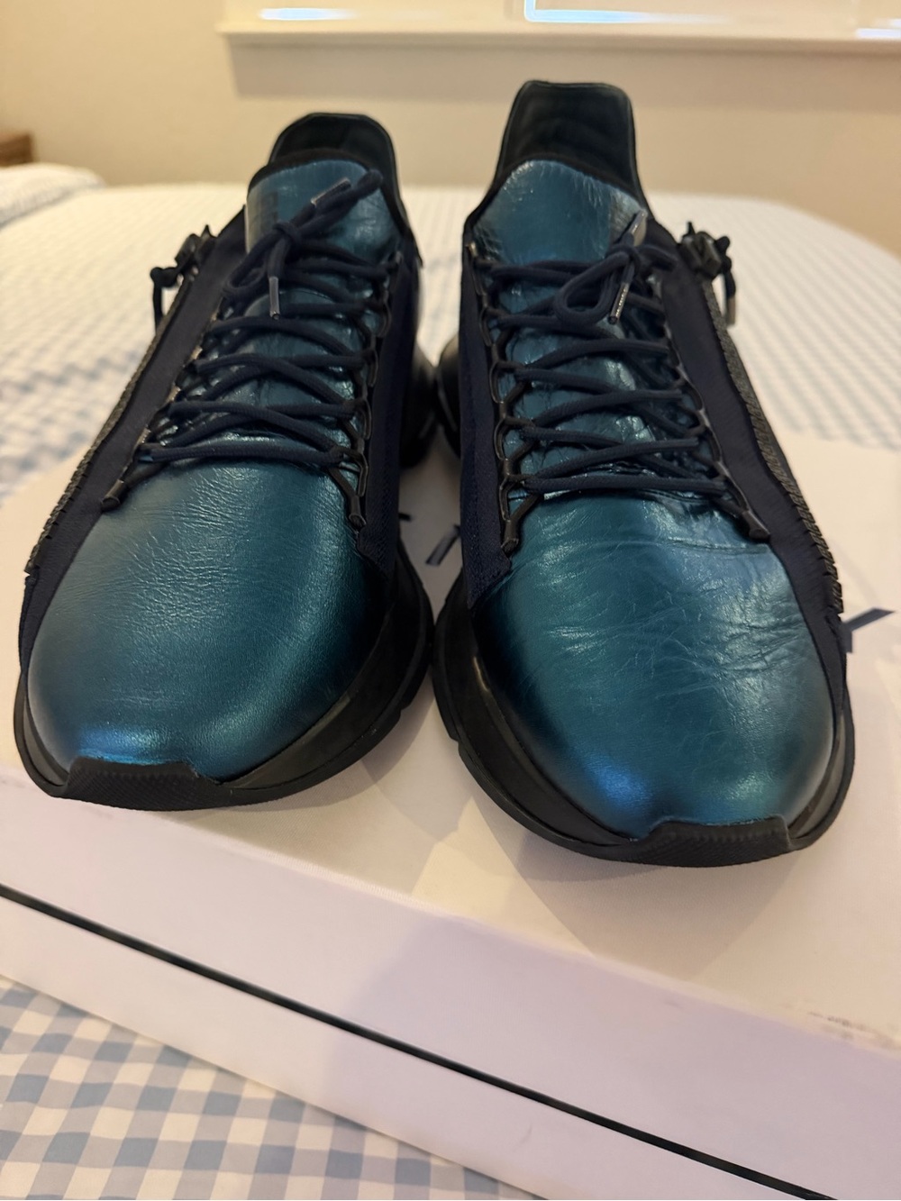 Givenchy Teal Metallic Lace-Up Men's Sneakers